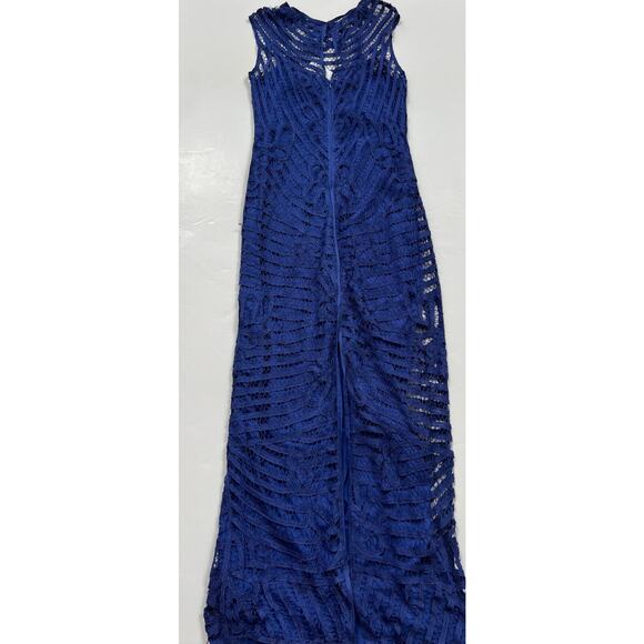 Lauren Ralph Lauren Blue Corded Lace Overlay Long Gown Dress Women's Size 10 - Picture 12 of 13